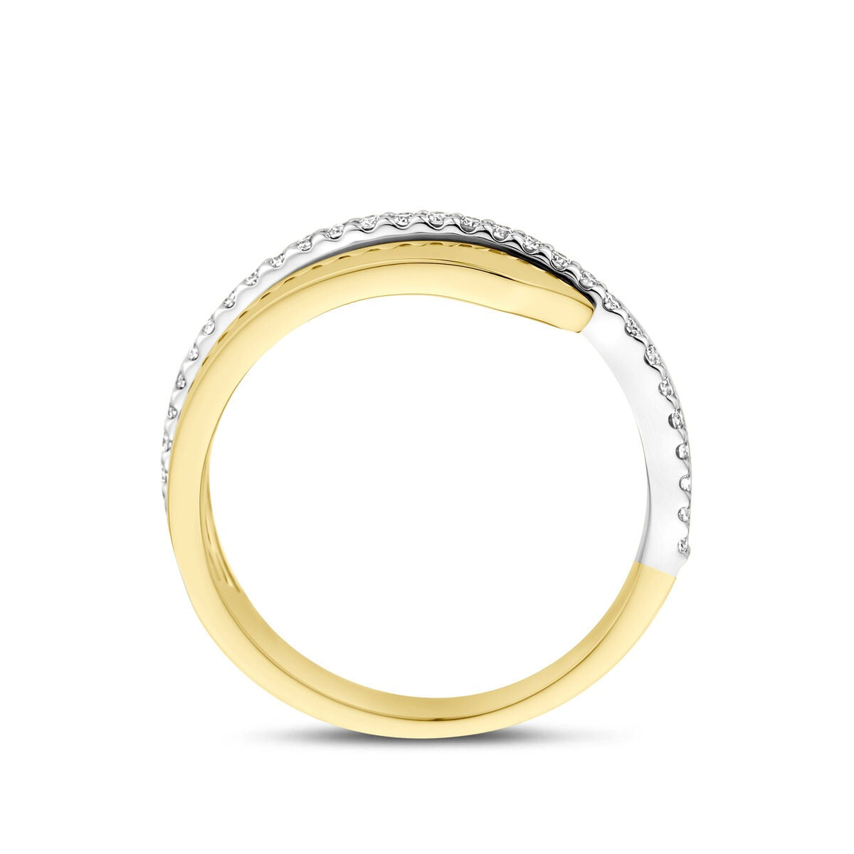 bague en or bicolore 14k avec diamant 0.21ct