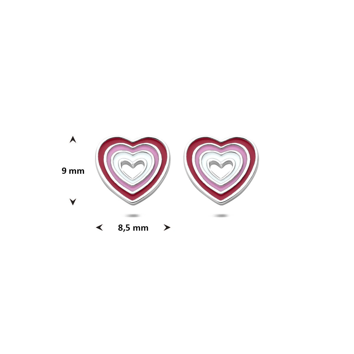 Puces d'oreilles en argent en forme de cœur – rhodié bijou pour enfant 9 mm