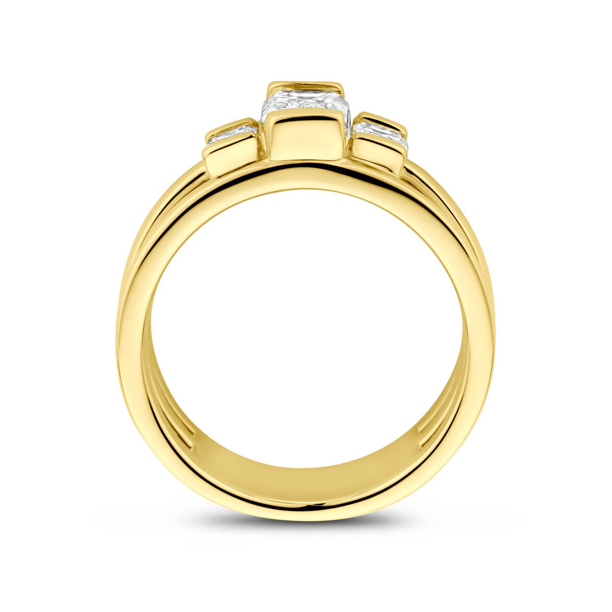 Bague pour femme en or jaune 14k avec diamant de culture de 1,50 ct