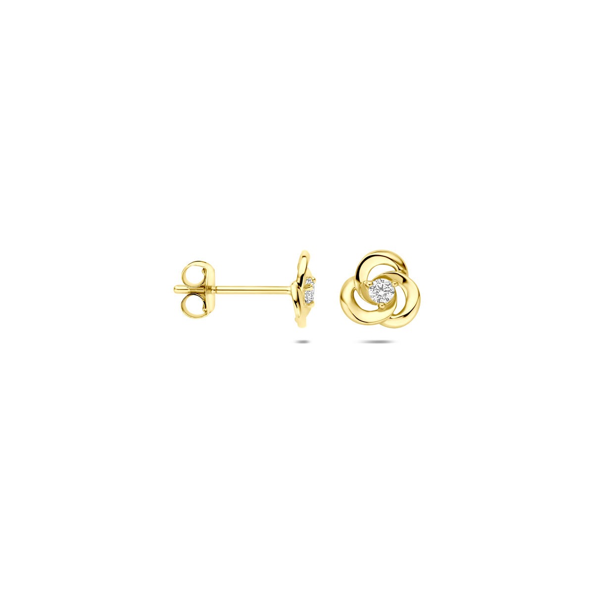 Puces d'oreilles en or jaune avec zircone – 14k, sertissage solitaire