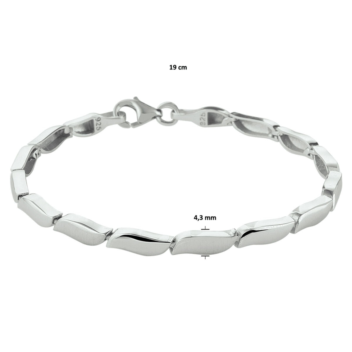 Bracelet en argent avec finition poli/mat – rhodié 925