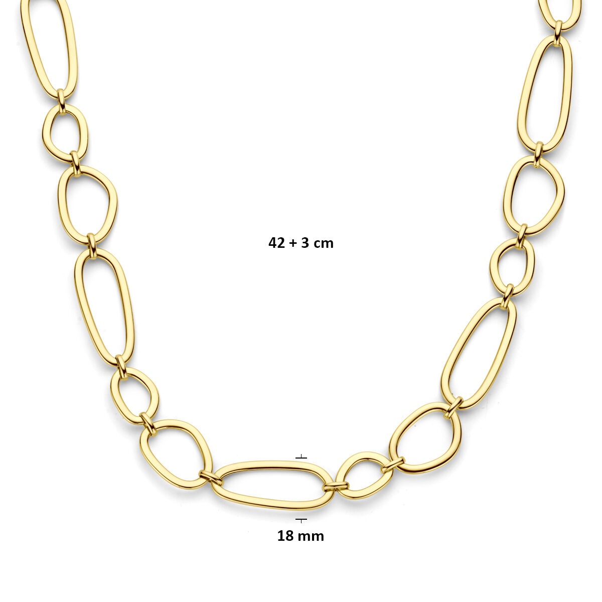 collier en or jaune 14k avec structure de maille large