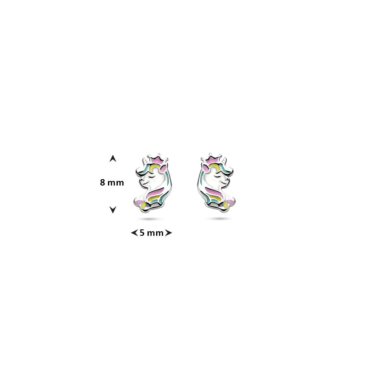 Boucles d'oreilles pour enfant en argent en rhodié avec des licornes