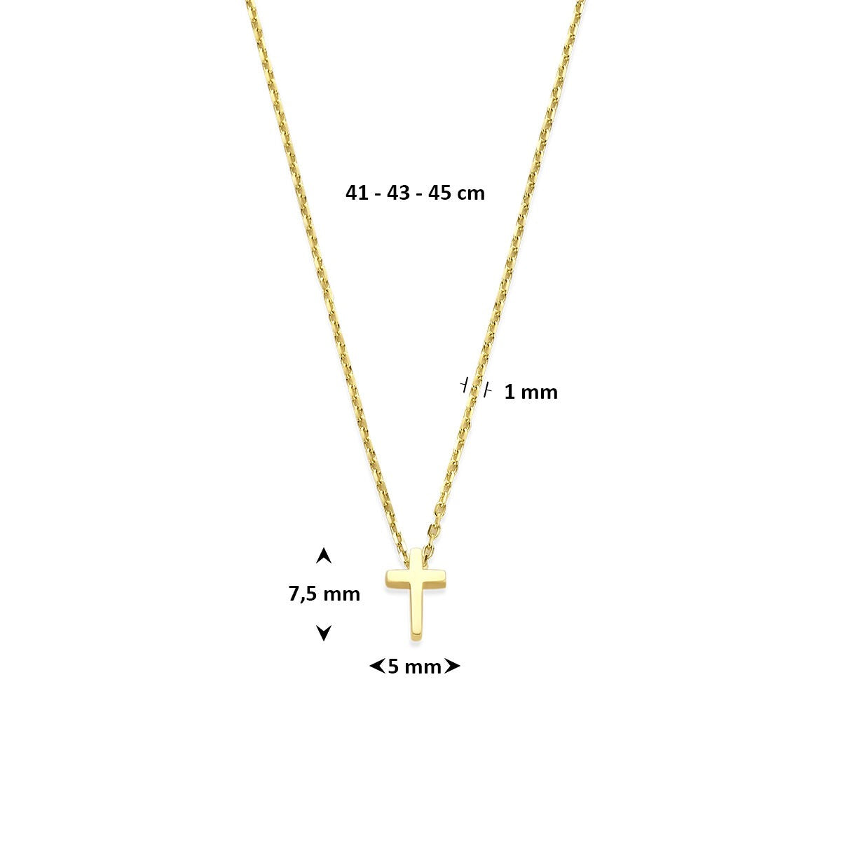 collier en or jaune avec croix