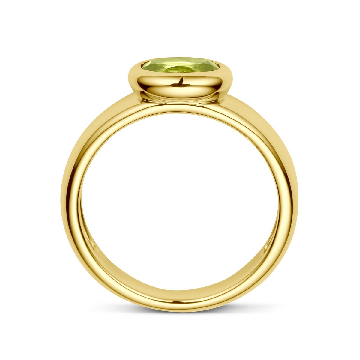 Bague en or jaune 14k avec péridot – Monture ovale 7.5x9mm