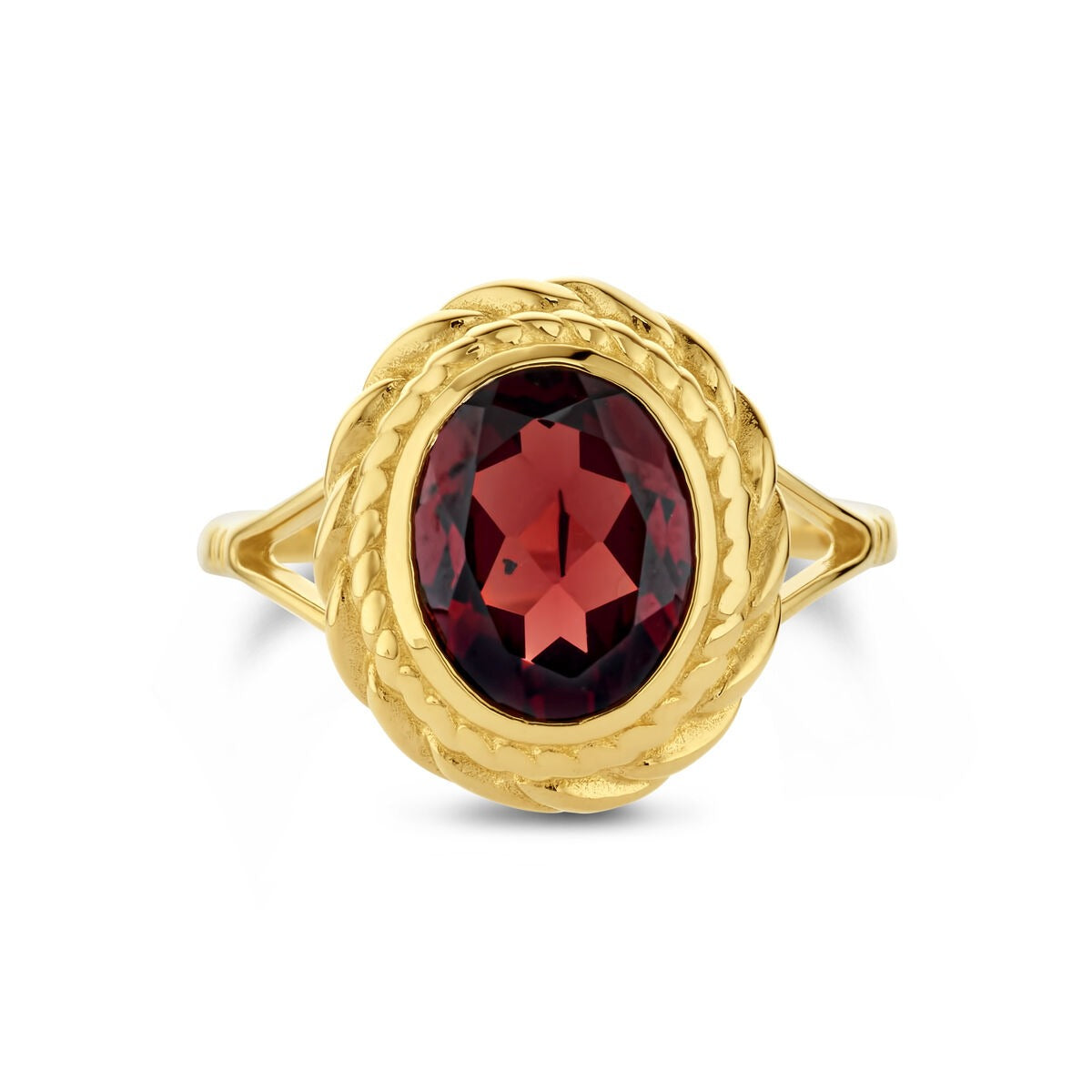Bague en or 14k avec grenat – Taille ovale