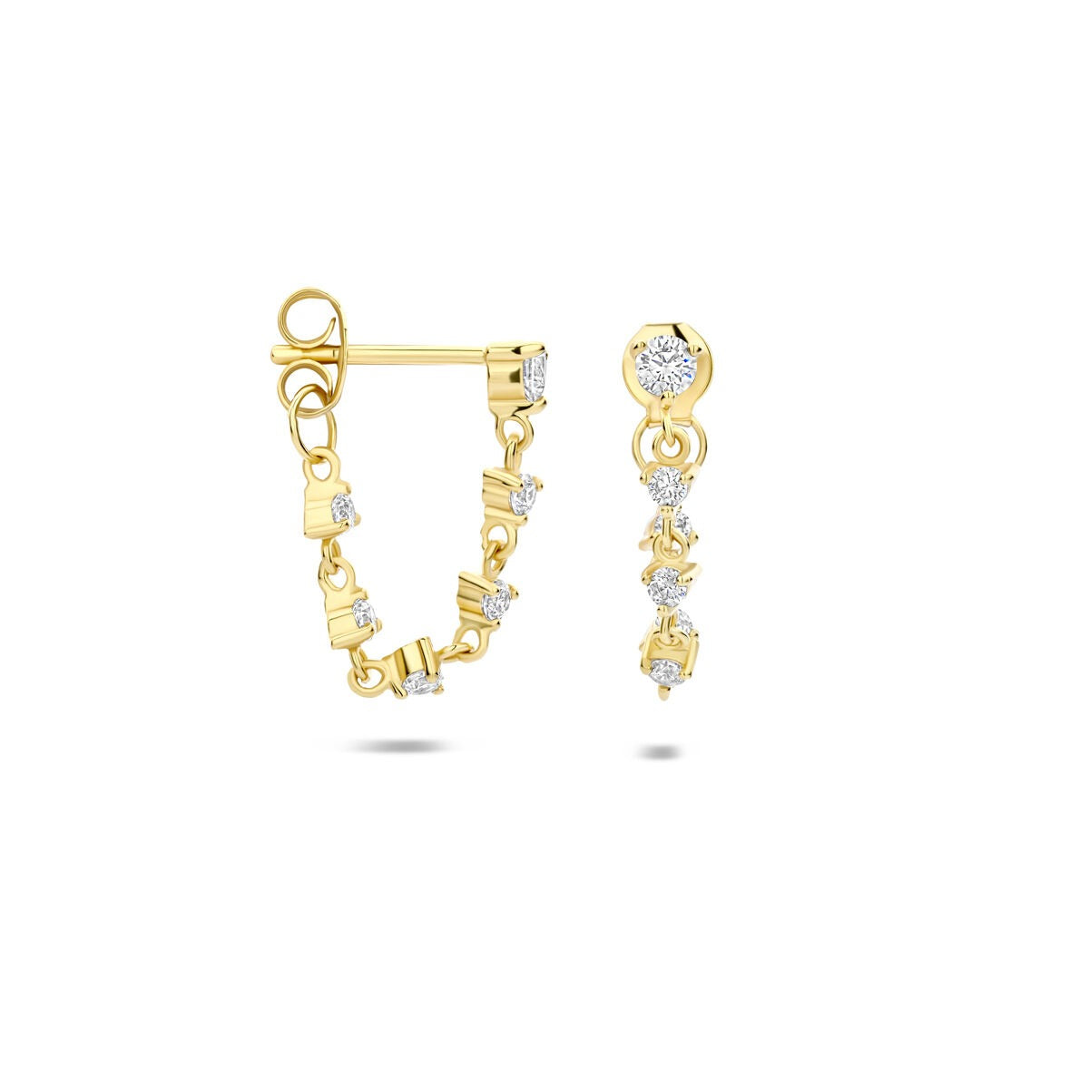 Boucles d'oreilles plaquées or en argent avec zircone - argent 925