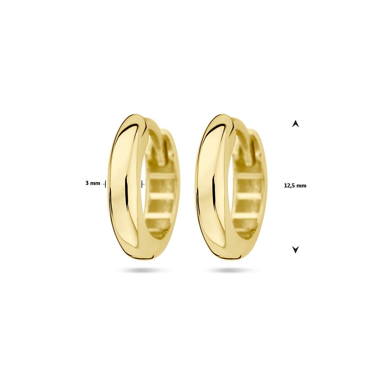 Créoles en or – or jaune 9k, 12.5 mm avec fermoir à charnière