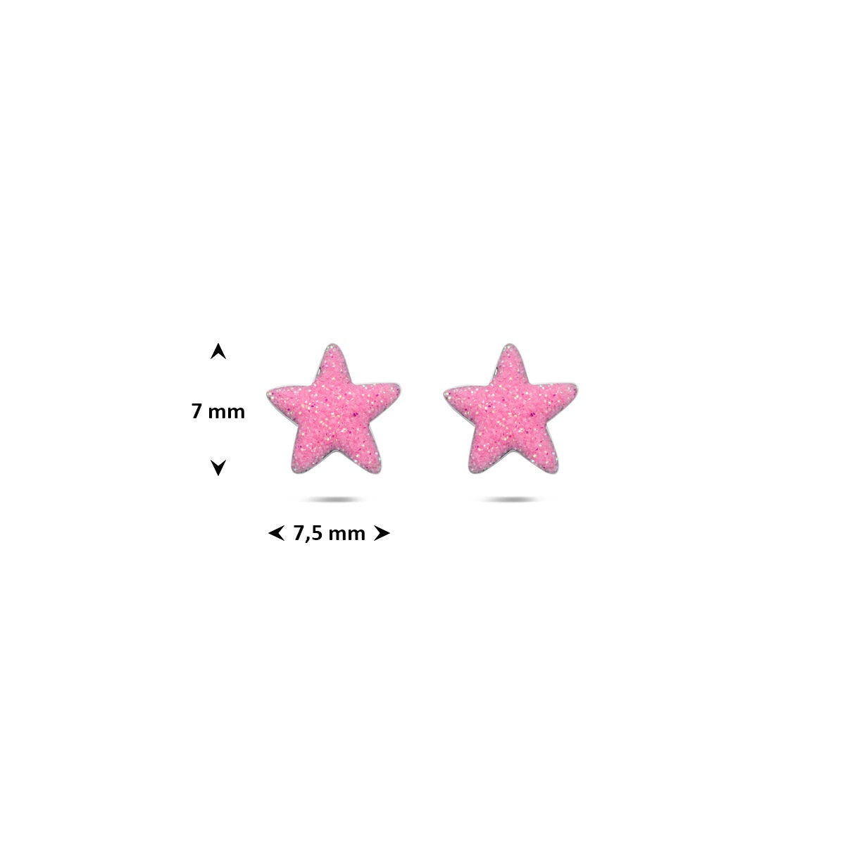Puces d'oreilles pour enfant étoile en argent 925 rhodié avec émail rose
