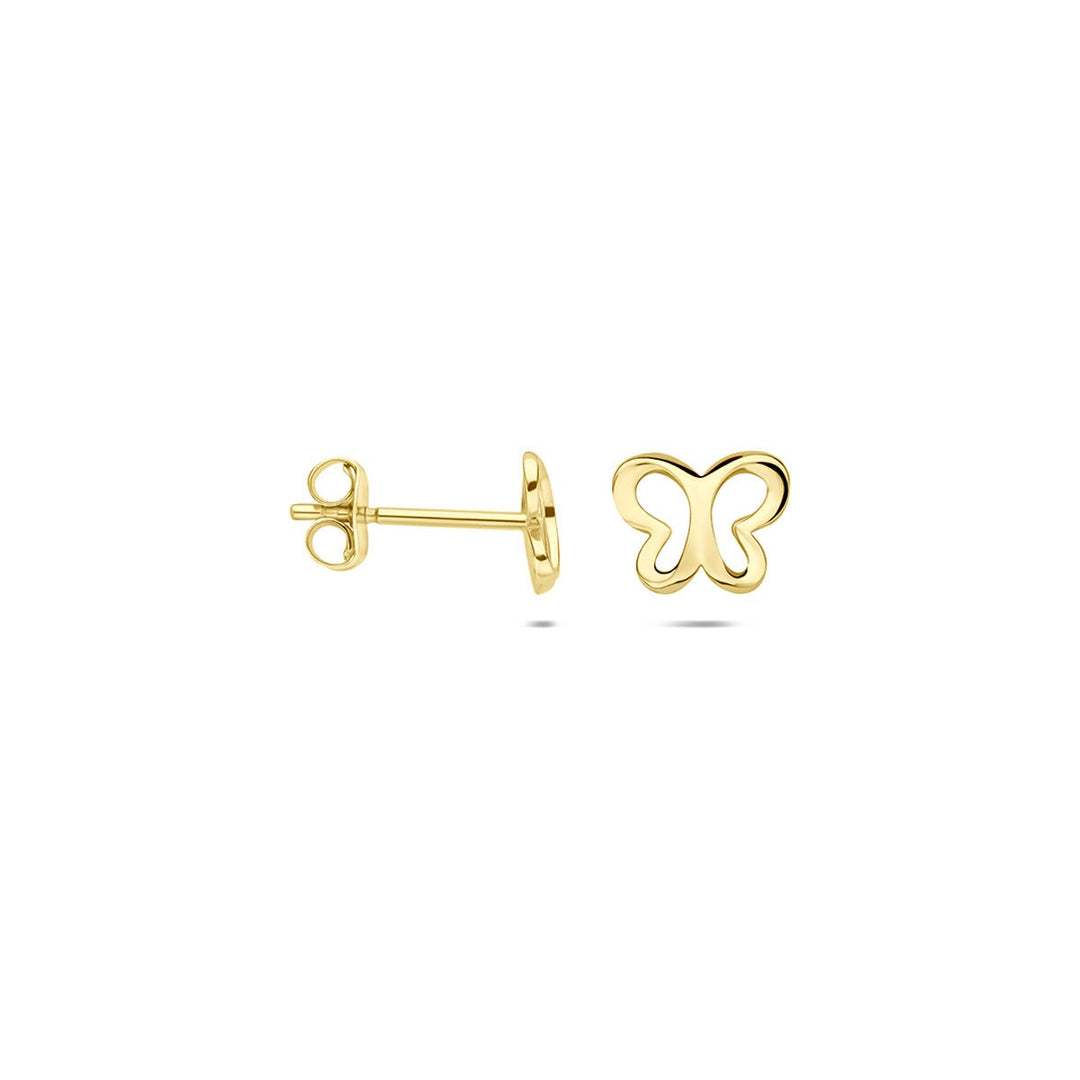 9k Geelgouden vlinder oorknoppen