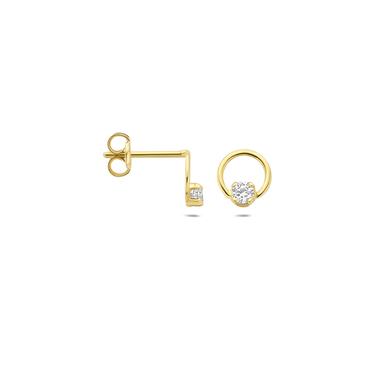 puces d'oreilles en or jaune 14k avec diamant lab grown 0,13 ct