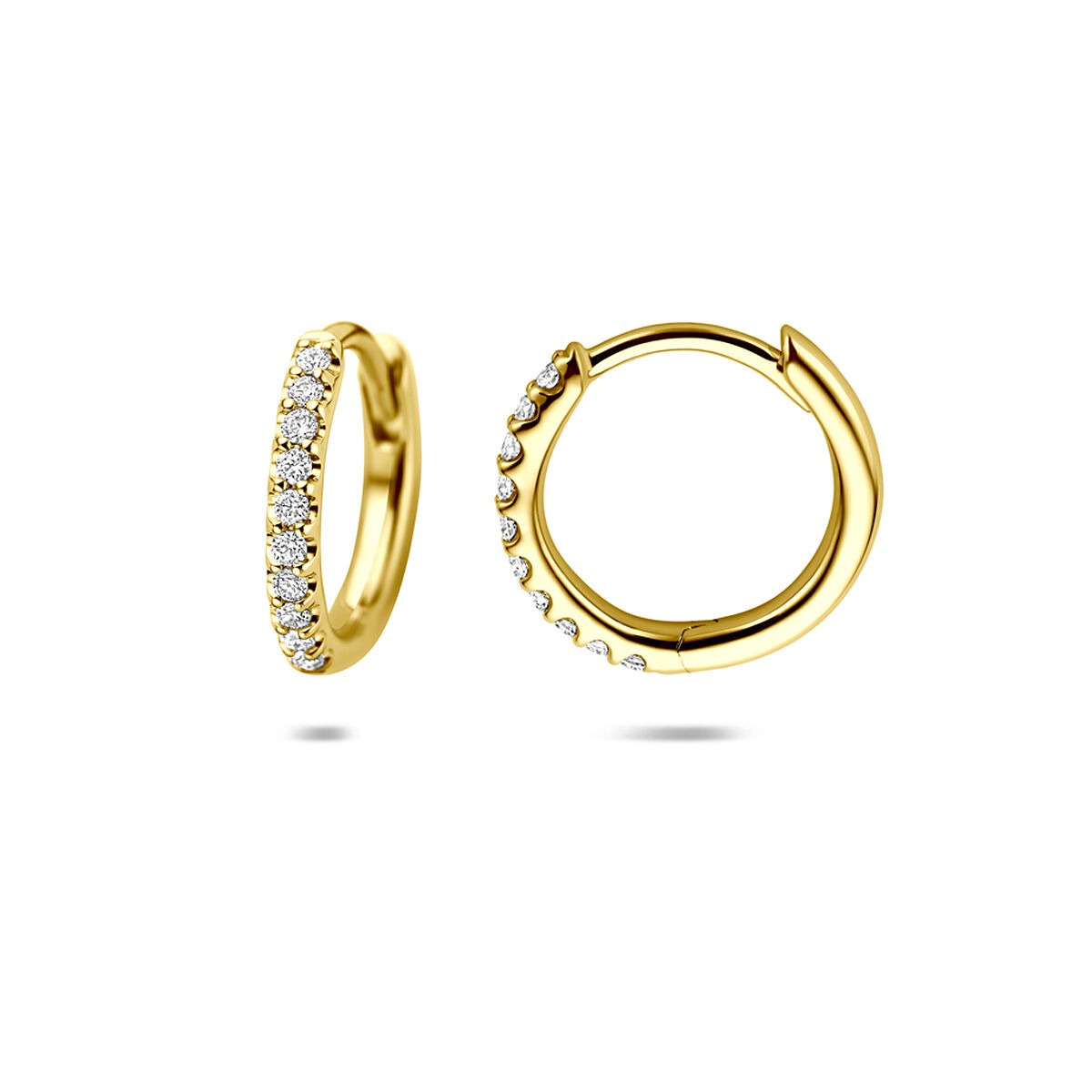 Créoles en or jaune 14k avec diamant cultivé en laboratoire