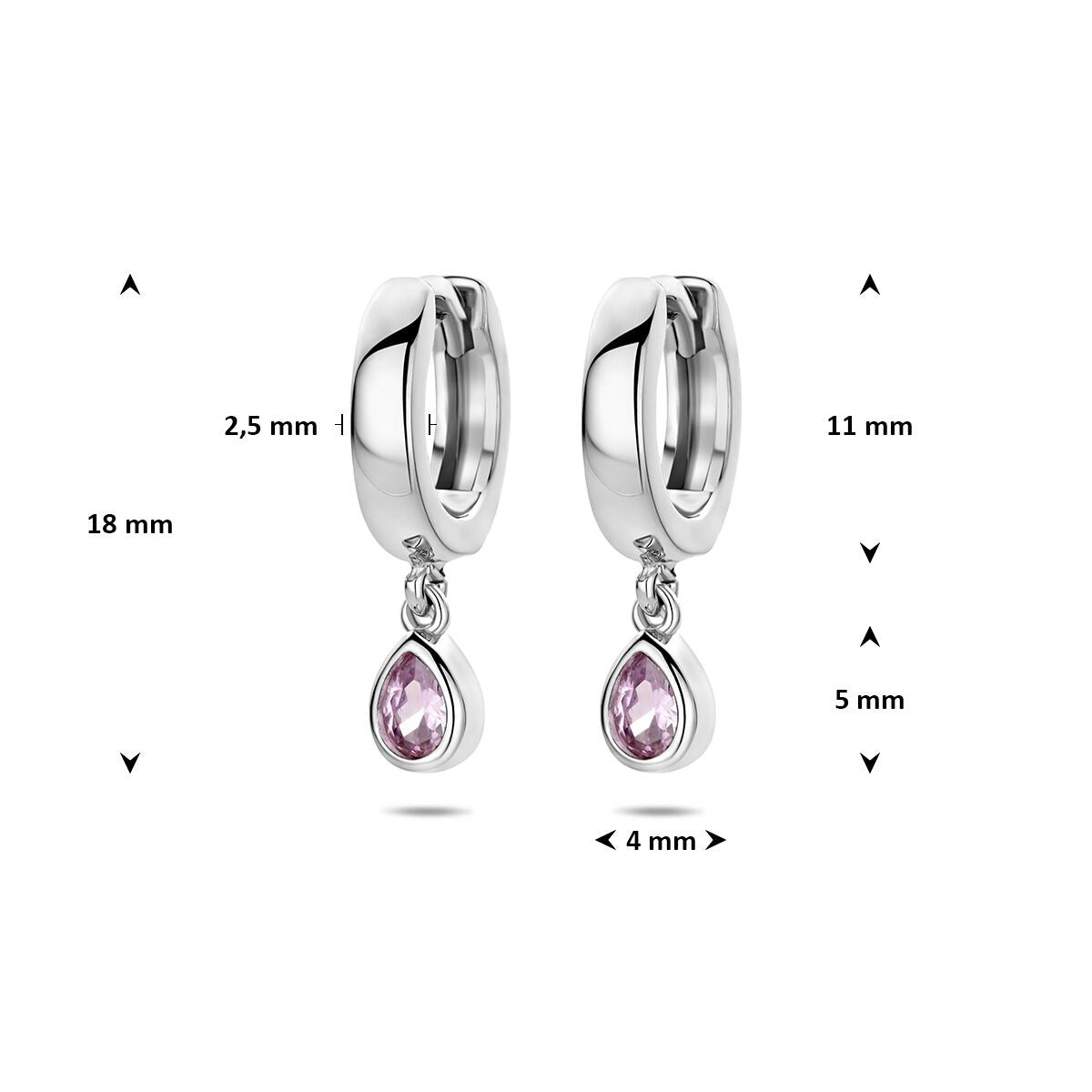 Créoles rhodiées en argent 925 avec zircone rose