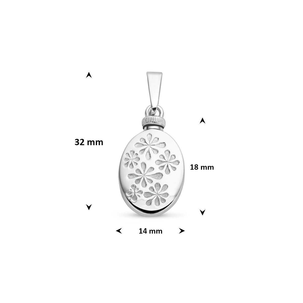 Pendentif urne ovale en argent – bijou commémoratif en argent 925