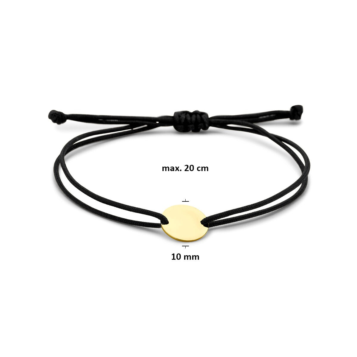Bracelet en or jaune 14k à graver avec polyester noir
