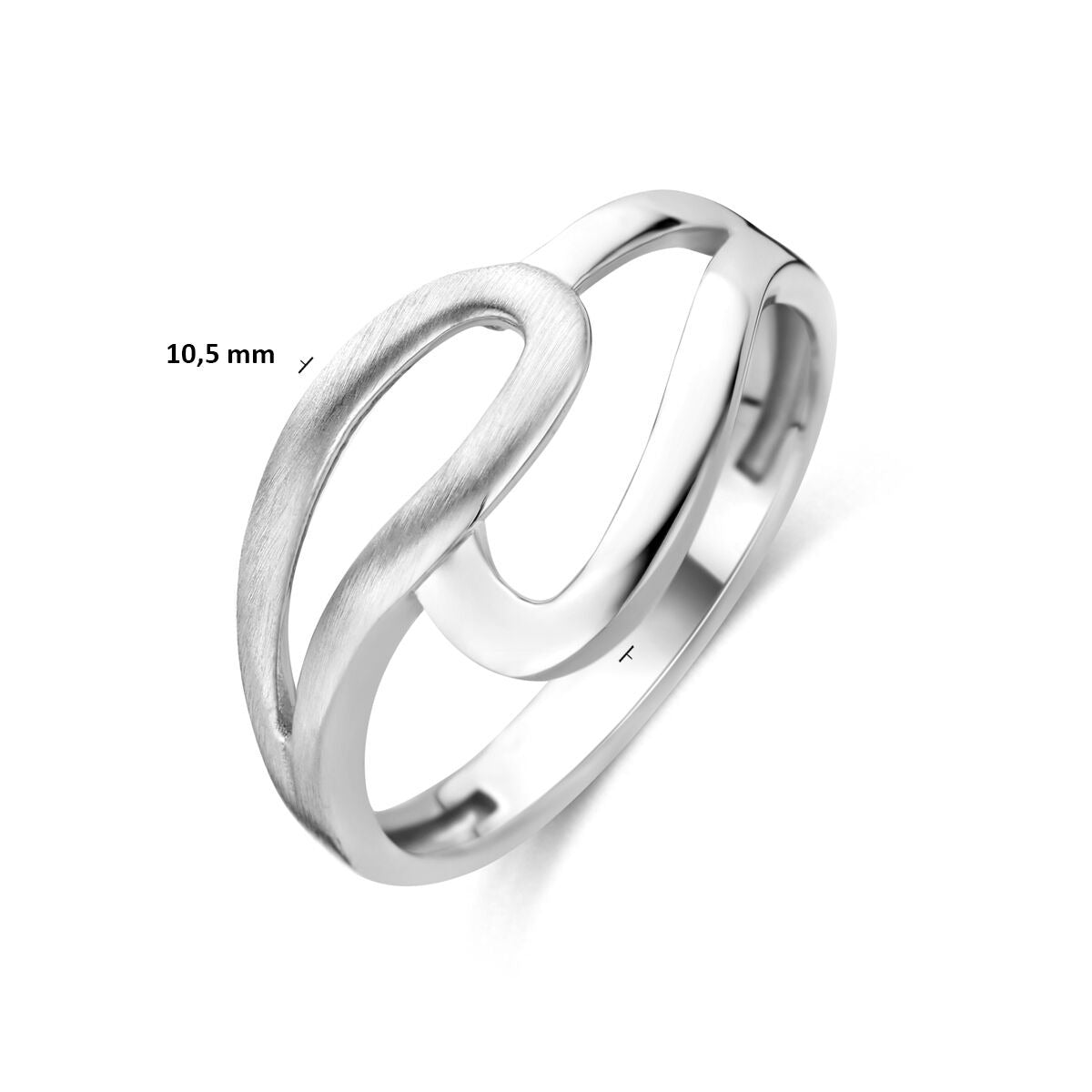 Bague en argent rhodié 925 poli/mat