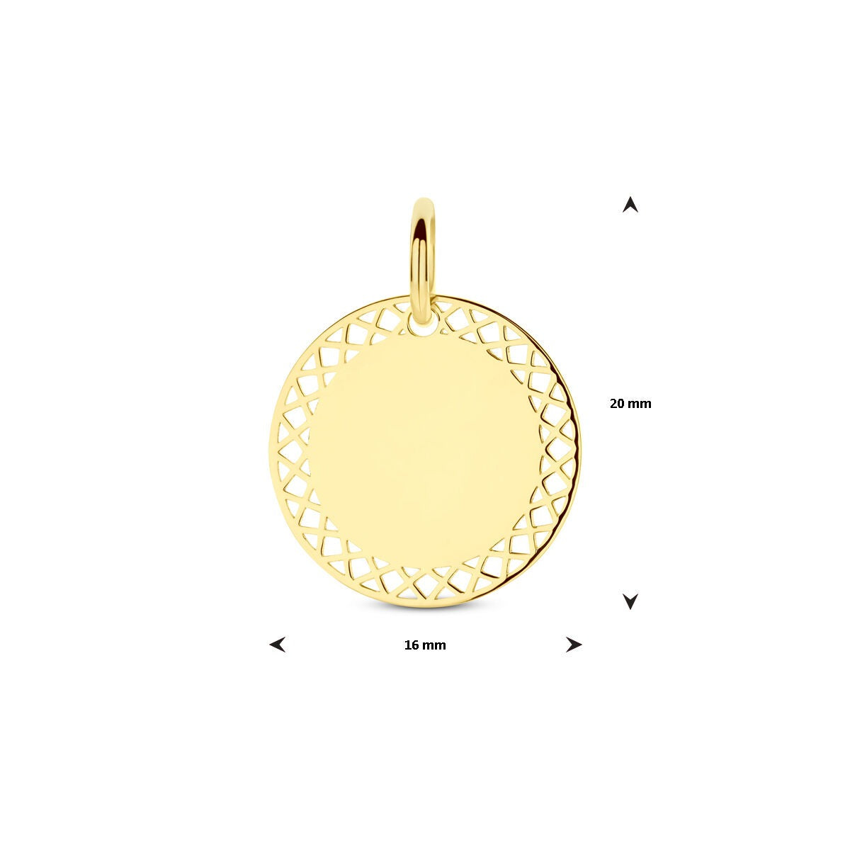 pendentif rond en or jaune 14 carats