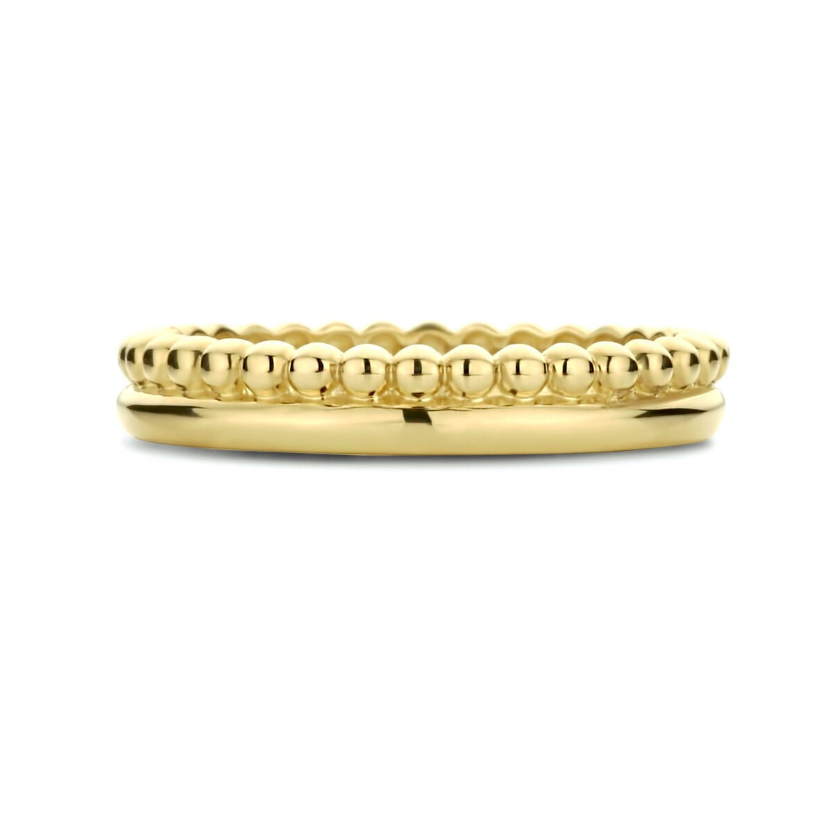 bague pour femme en or jaune 9k avec motif à billes – ludique et élégant