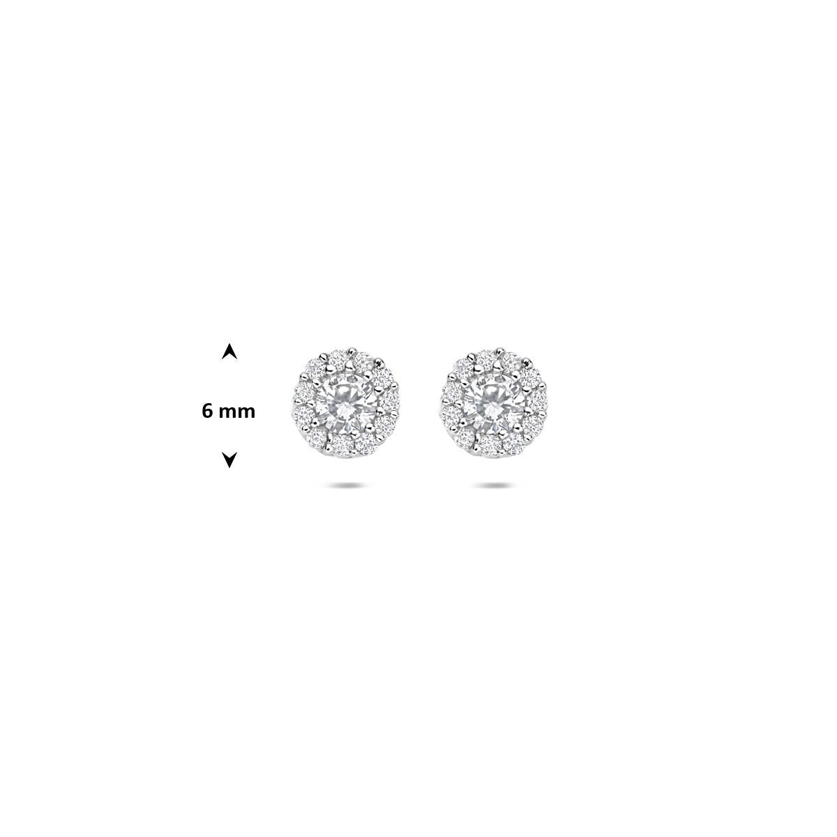 Puces d'oreilles en argent avec entourage en zircone – rhodié argent 925