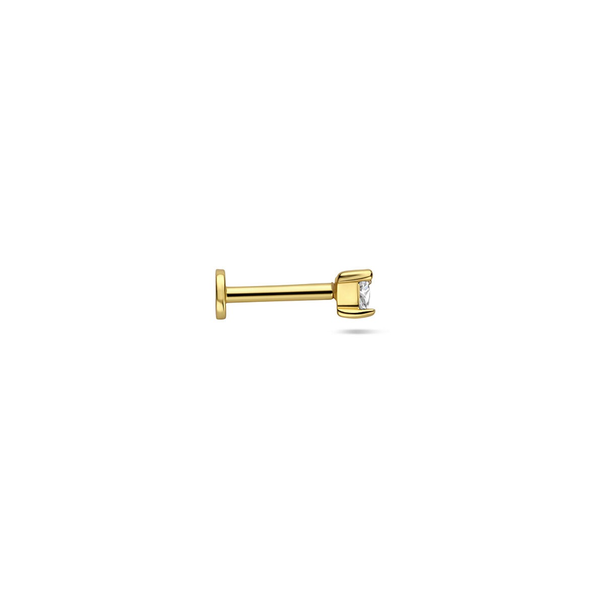 Piercing plaqué or en argent 925 à dos plat avec zircone triangulaire