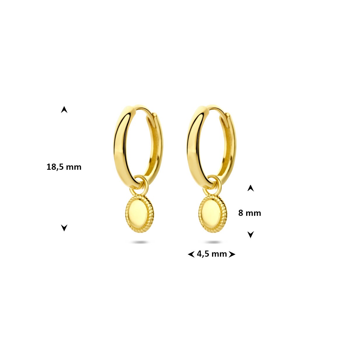 Créoles en or jaune 14k avec pendentif – élégance intemporelle en mouvement