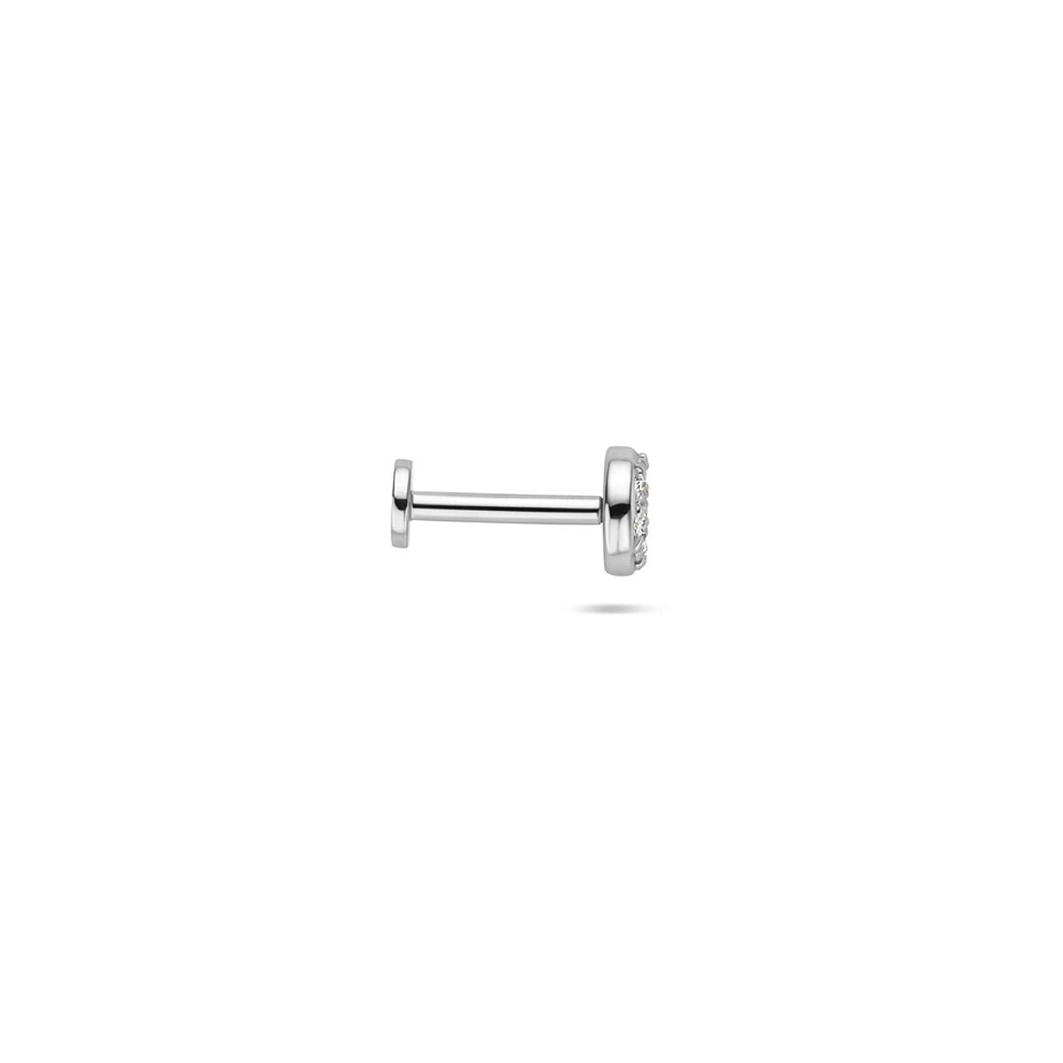 Piercing en argent rhodié à dos plat avec zircones pavées