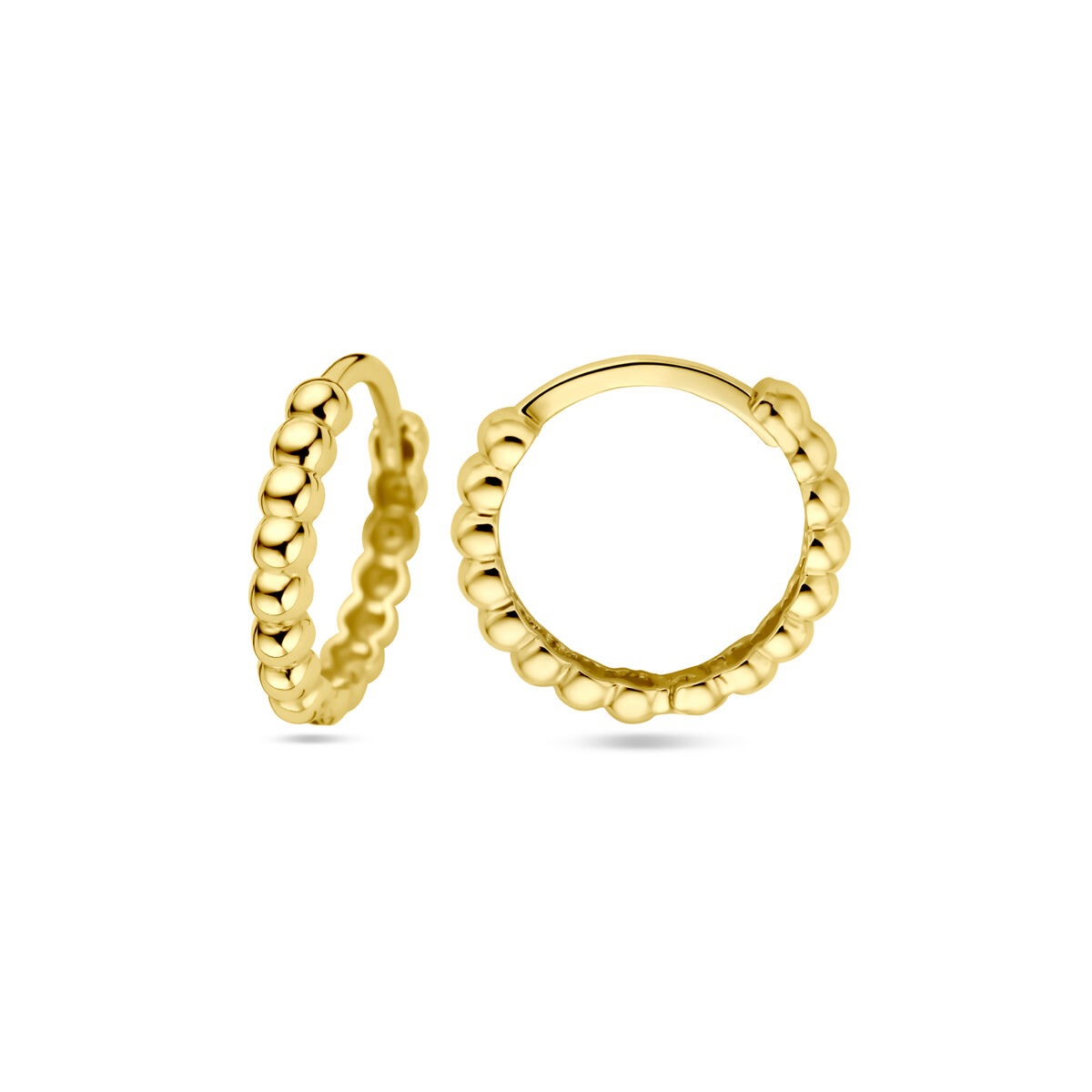 Créoles en or jaune 9k avec billes 13.5 x 2 mm