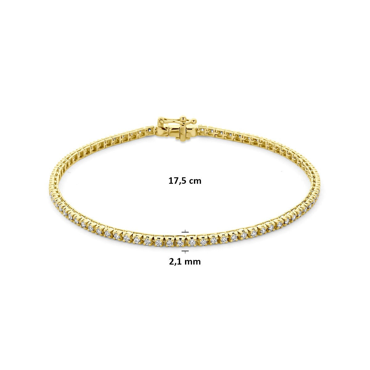 Bracelet de tennis en argent 925 plaqué or avec diamant cultivé en laboratoire