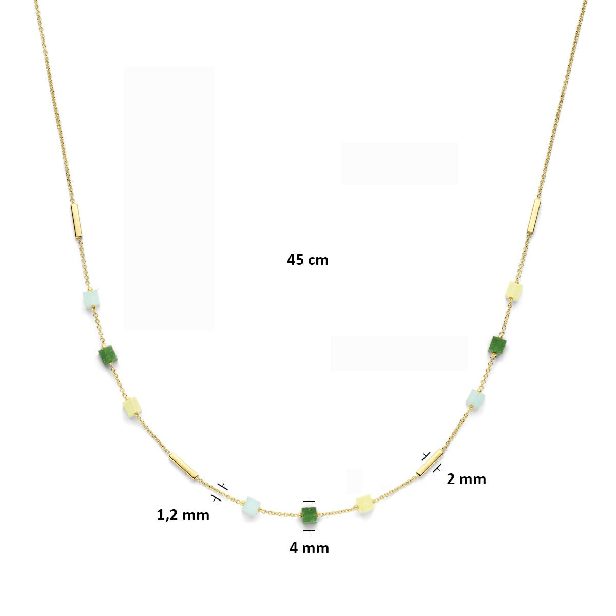 Collier en or 14k avec quartzite bleu et vert – pour femme