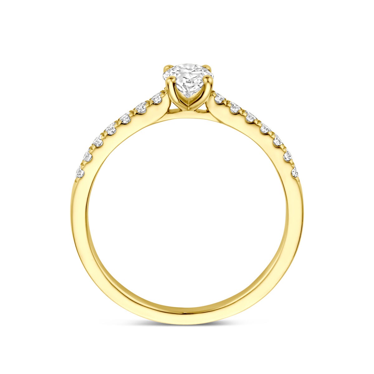 Bague en or 14k avec diamant cultivé en laboratoire - forme taille ovale