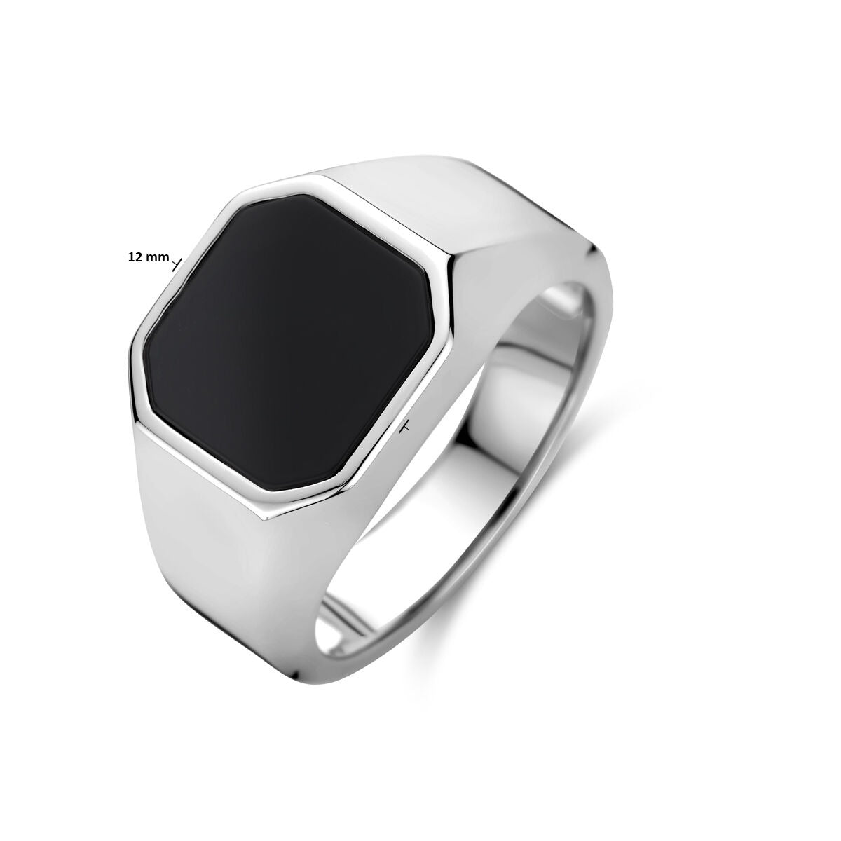 Bague en argent rhodié 925 avec onyx