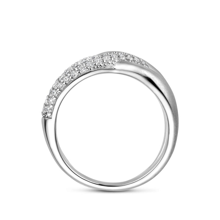 Gerhodineerde 925 zilveren ring met pavé zirkonia