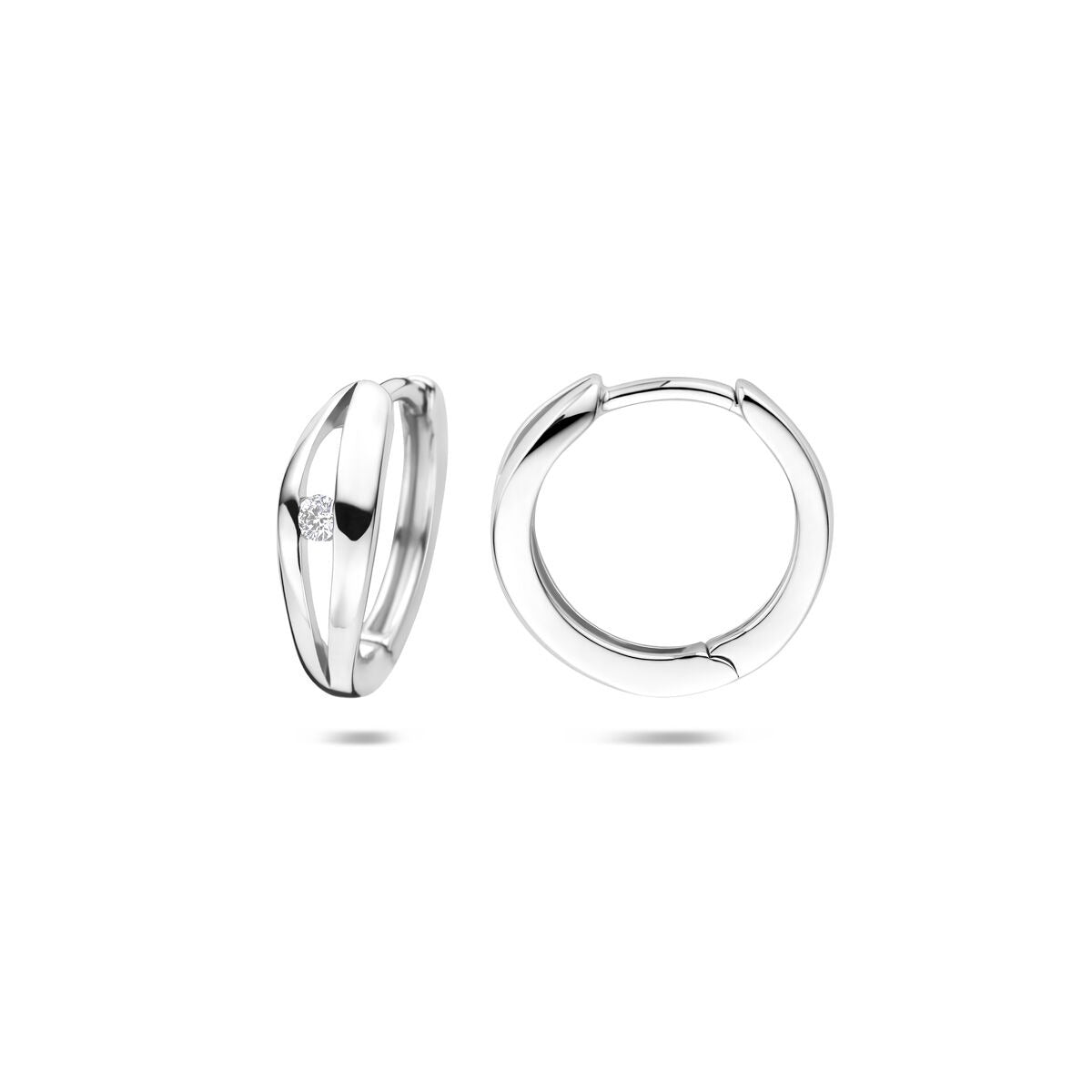 Créoles en argent pour femme avec diamant lab grown – rhodié 14 mm