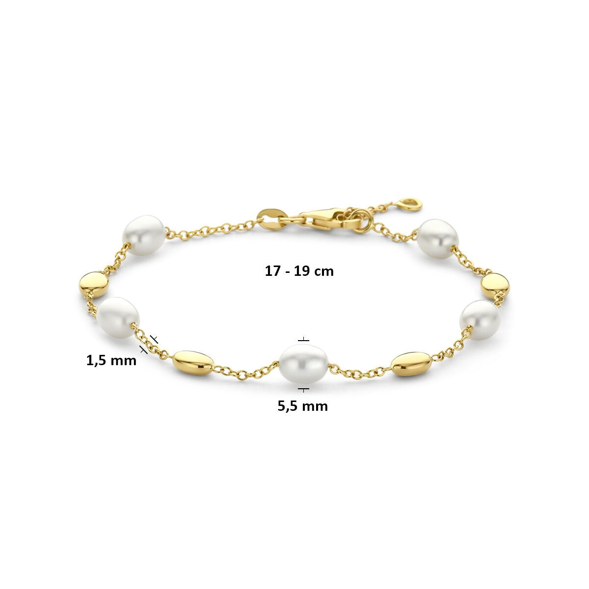 bracelet en or jaune avec perles