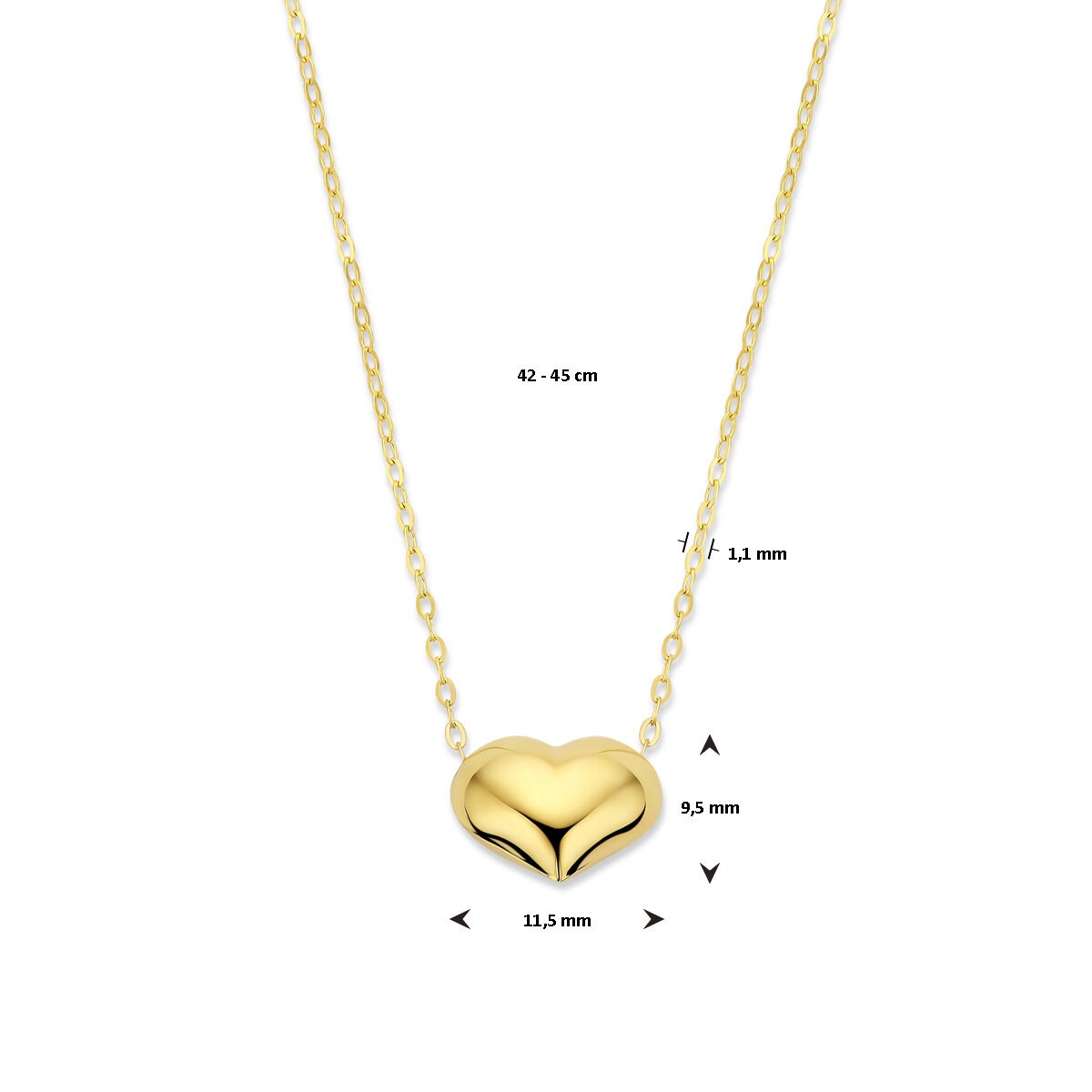Collier en or jaune 14k avec cœur