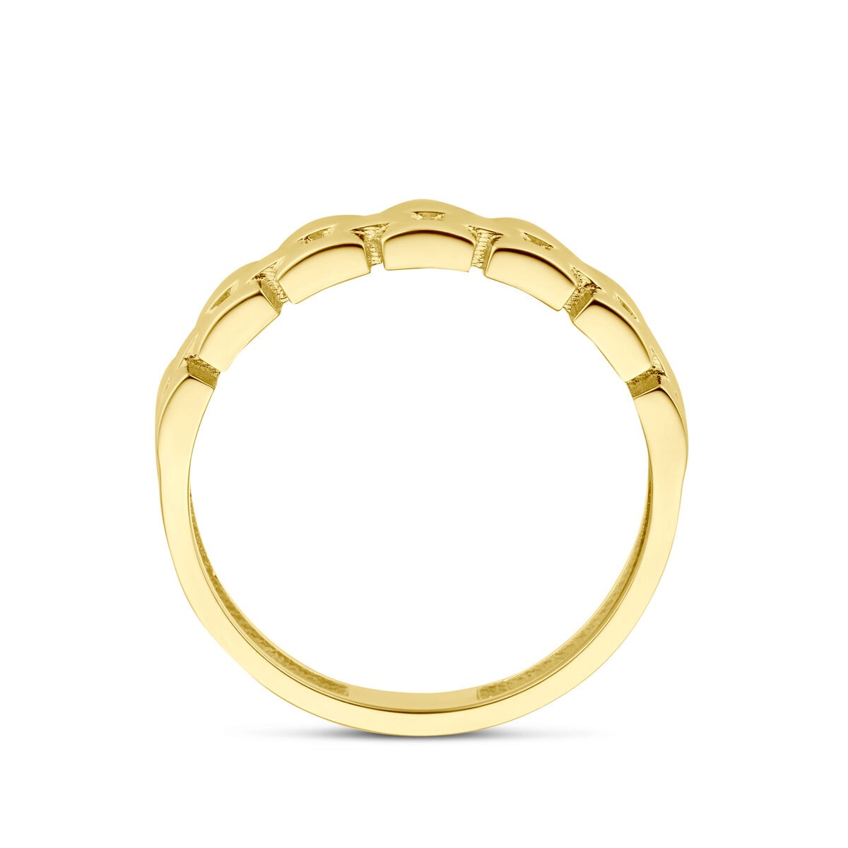 bague pour femme en or jaune 9k avec motif de maille – 4,5 mm de large