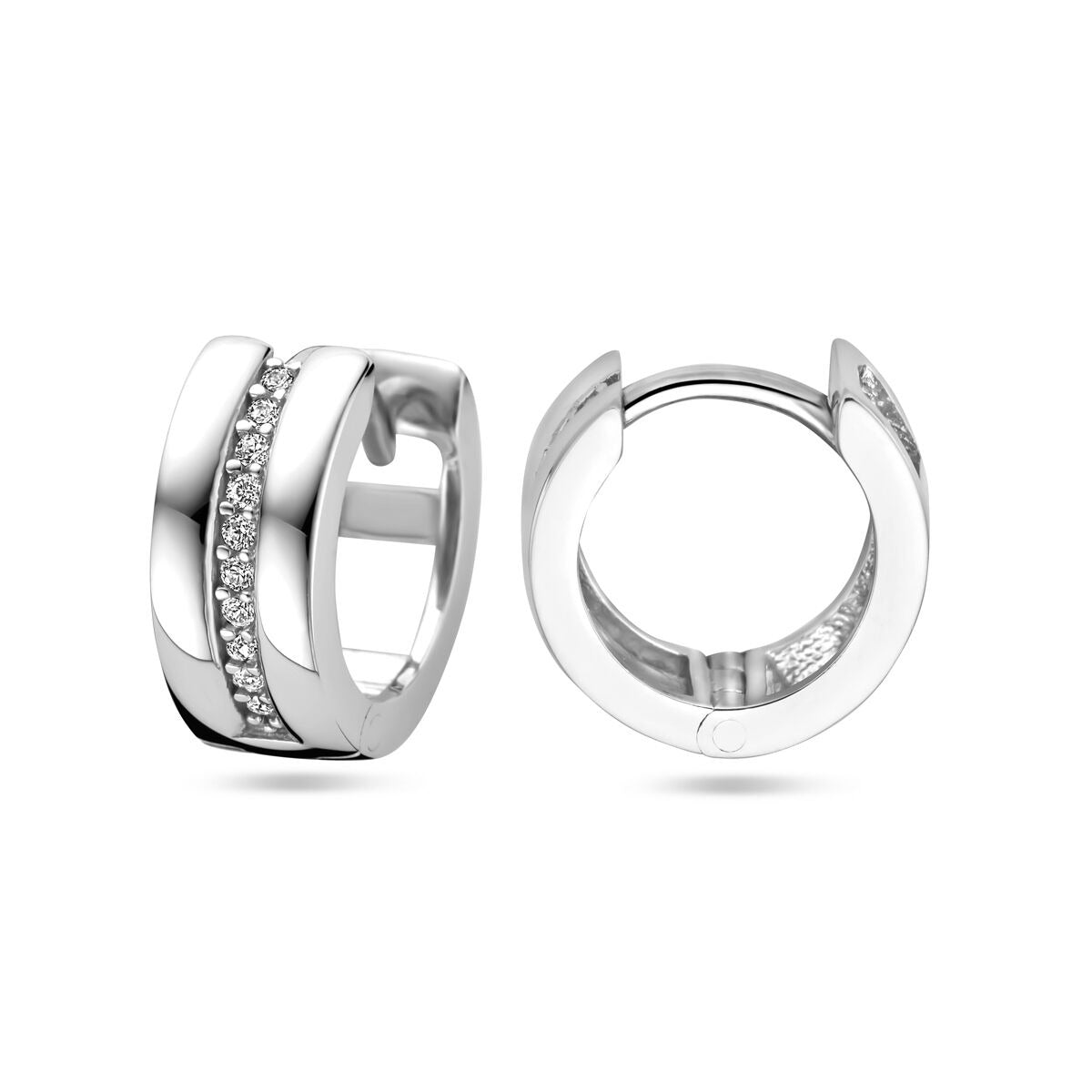 Créoles en argent avec zircone – rhodié argent 925