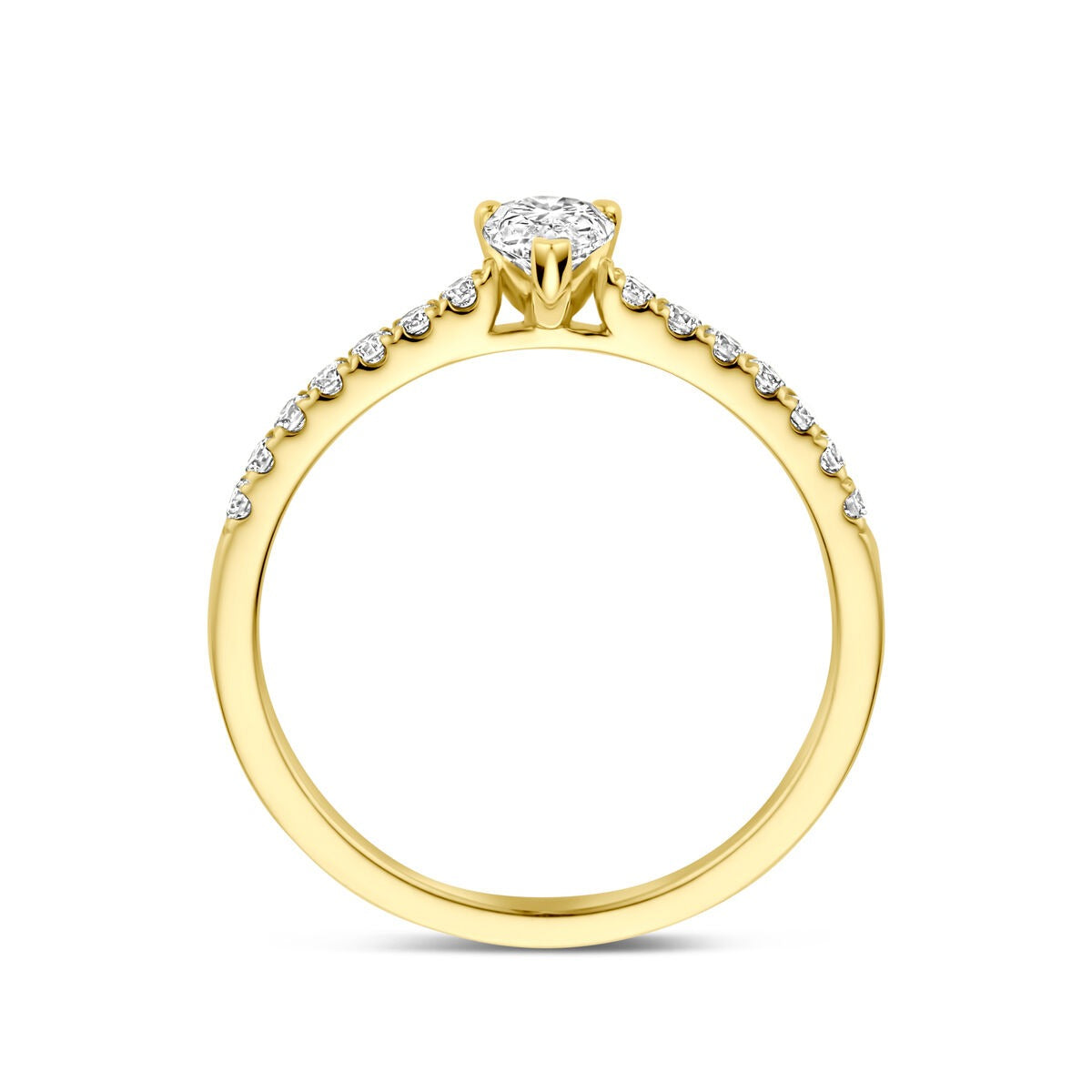Bague en or 14k avec diamant cultivé en laboratoire - taille poire