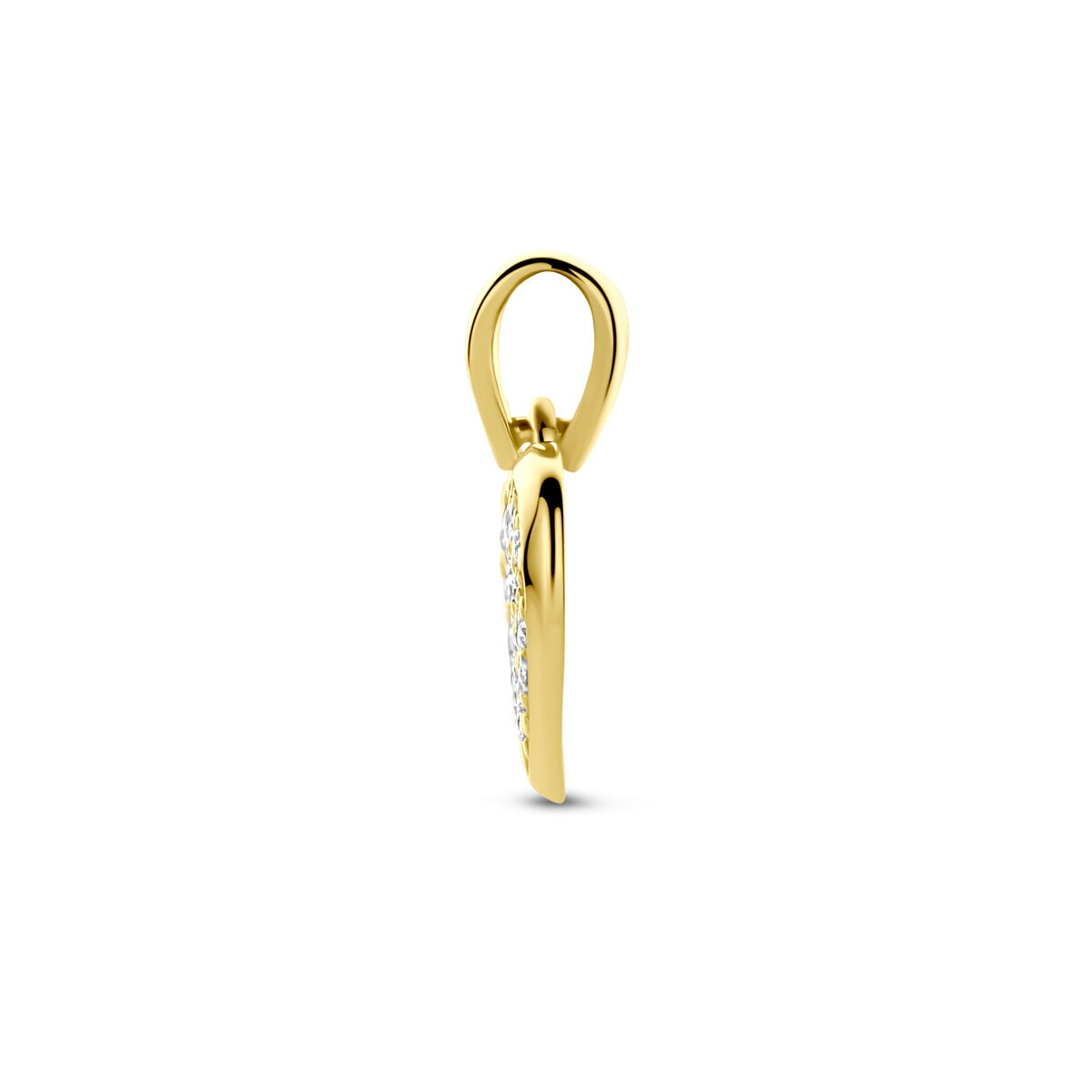 pendentif en or jaune en forme de cœur avec zircone – magnifique pendentif pour femme plein d'amour