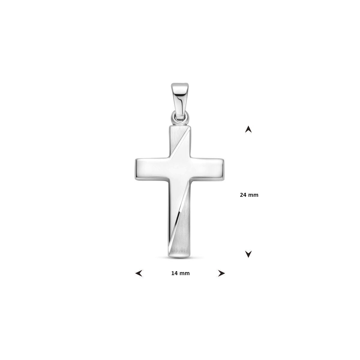 Pendentif croix en argent – rhodié 925 argent avec finition luxueuse en trois couches