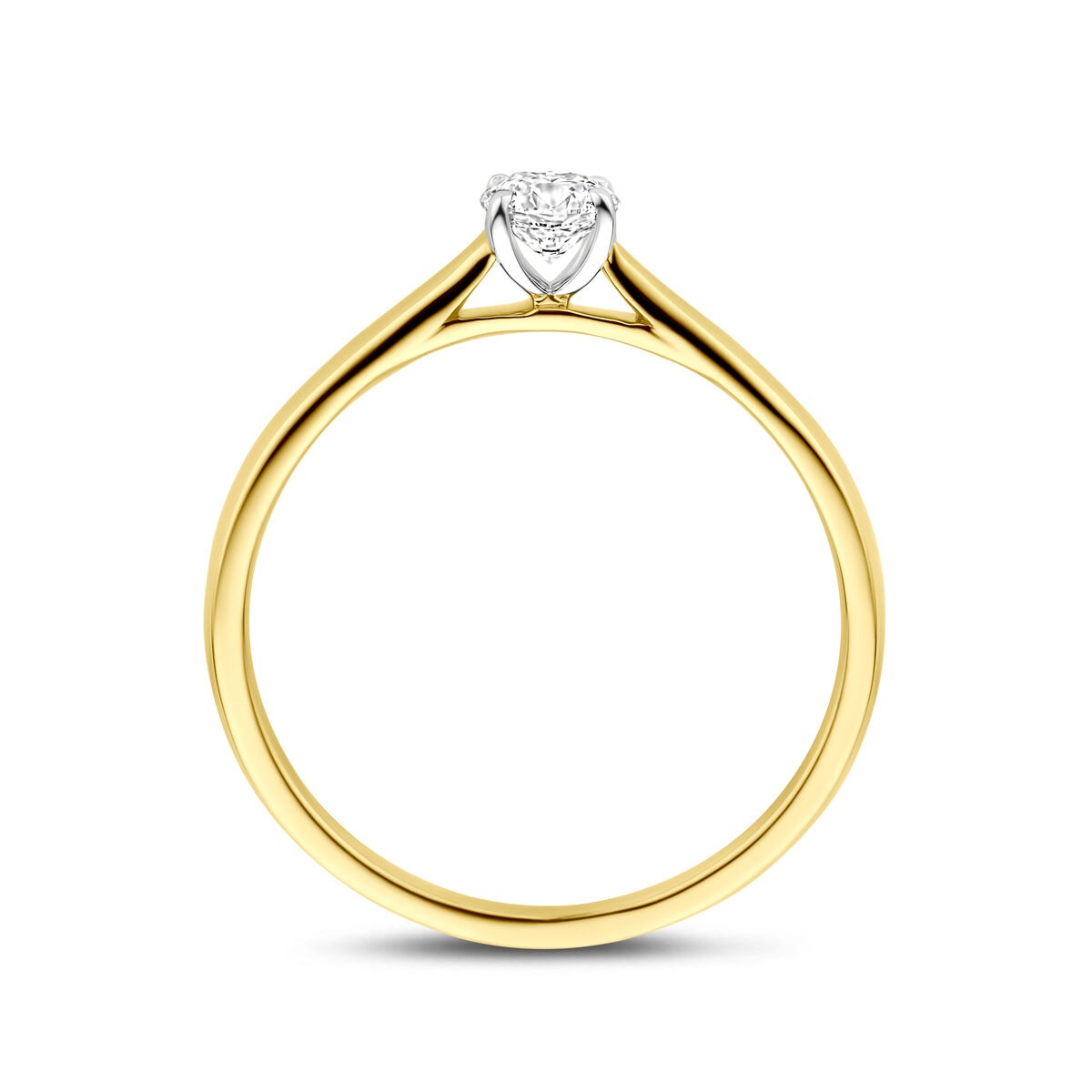 Bague en or jaune et blanc bicolore 14k avec diamant cultivé en laboratoire de 0,25 ct