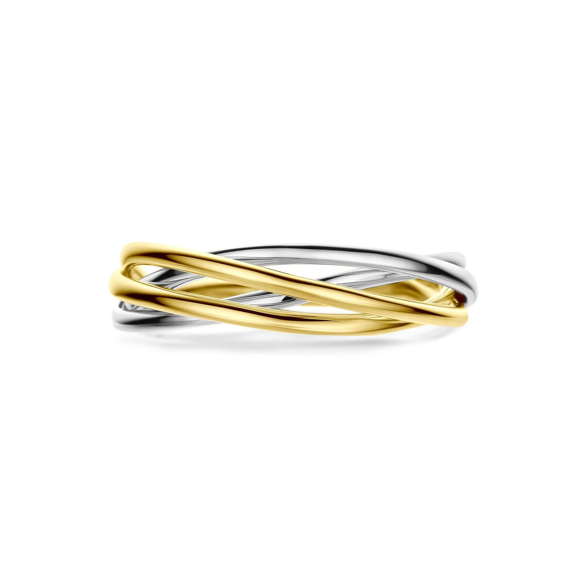 bague pour femme en or jaune et or blanc bicolore 5mm de large