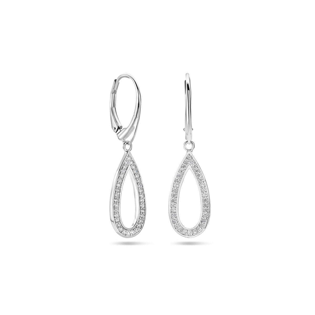 Boucles d'oreilles en argent avec zircone – rhodié 925