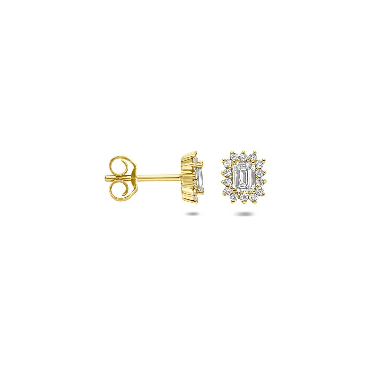 Puces d'oreilles en or jaune 14k avec diamant cultivé en laboratoire