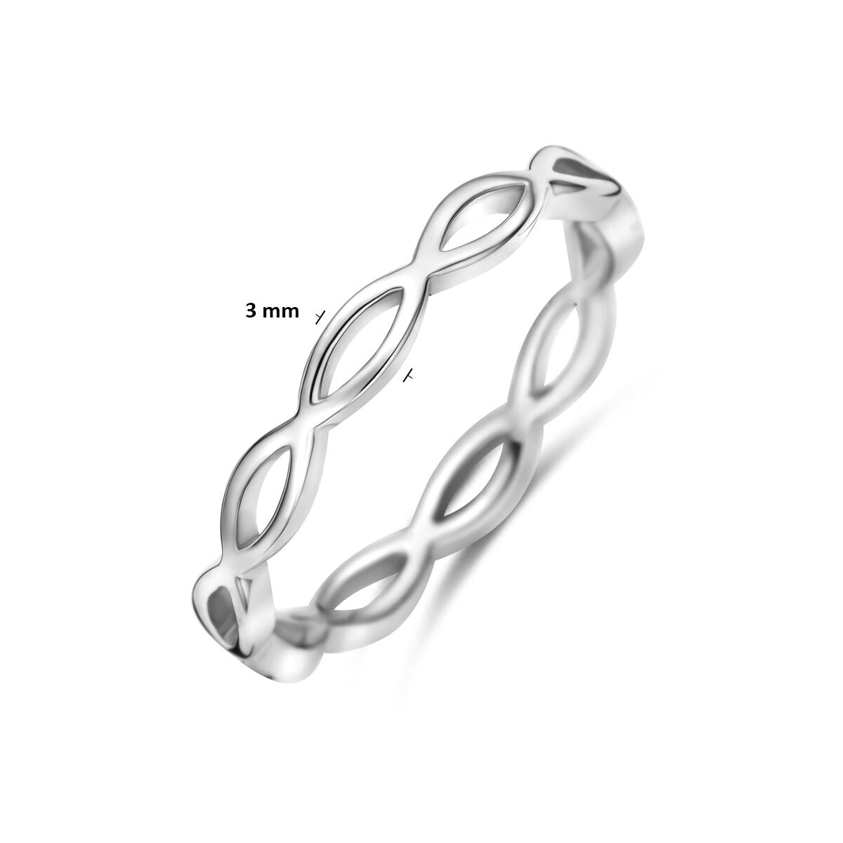 Bague en argent 925 rhodiée 3 mm pour femme