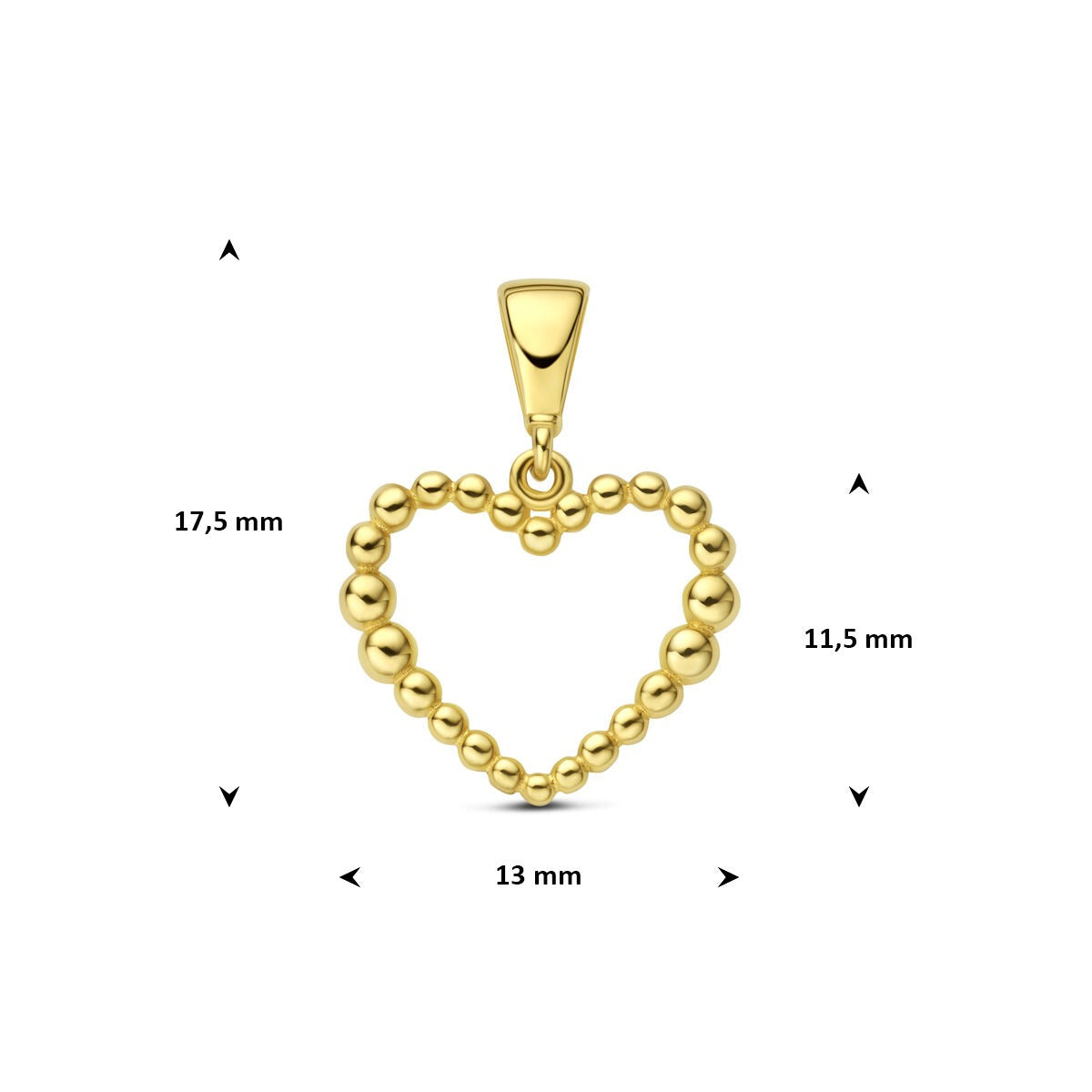 pendentif en or jaune 9k en forme de cœur
