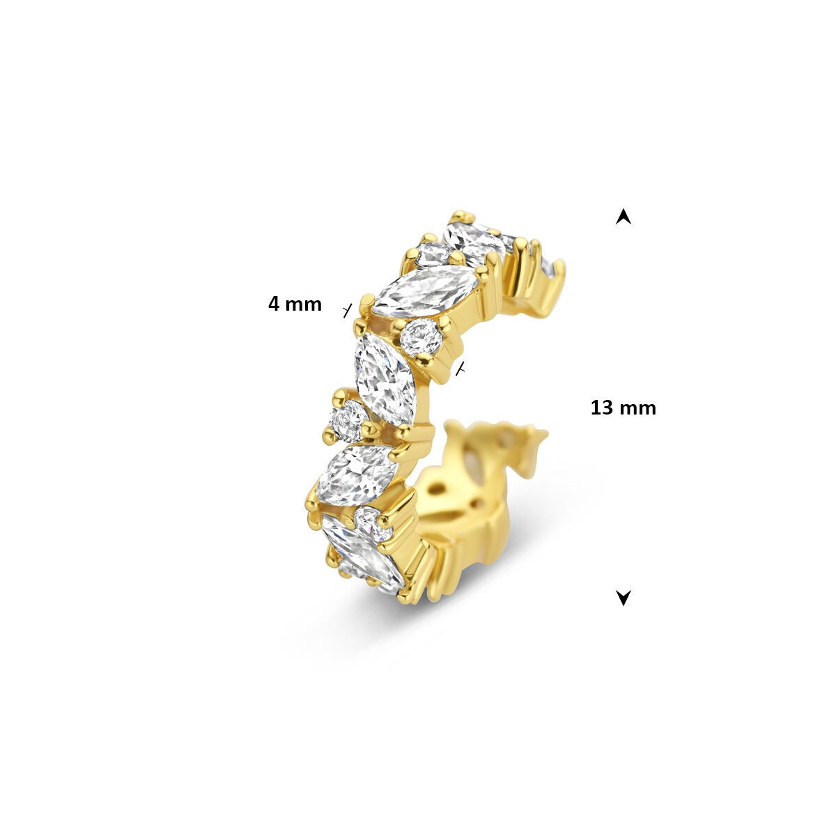Ear cuff plaqué or en argent avec zircone – accent scintillant sans piercing
