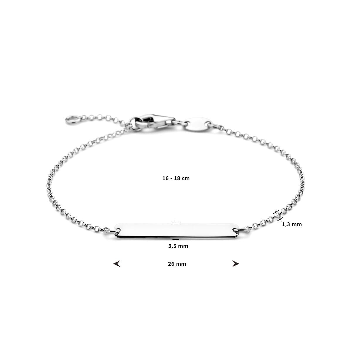 Bracelet rhodié en argent pour femme avec plaque rectangulaire