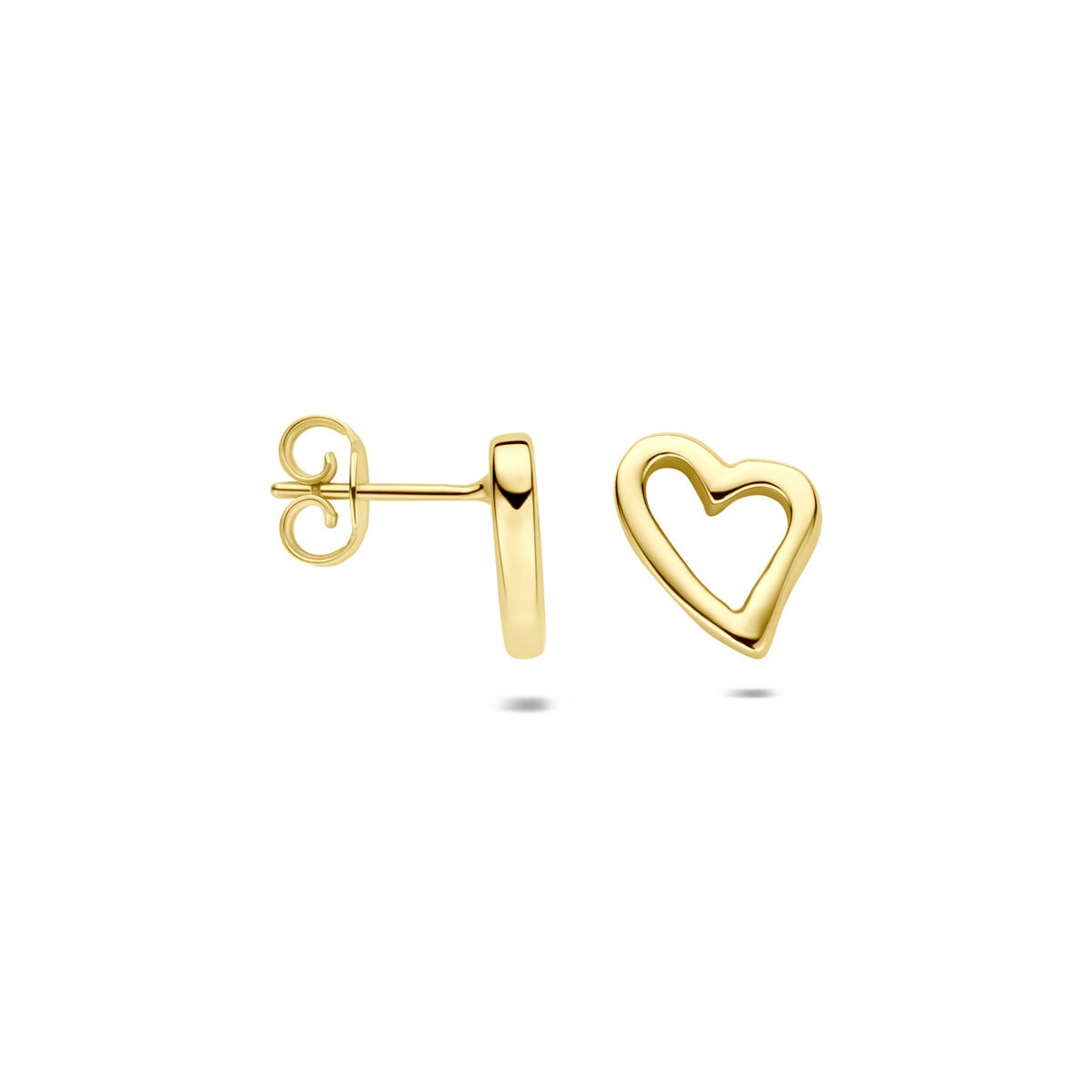 puces d'oreilles en or jaune 14k avec cœur 10 mm