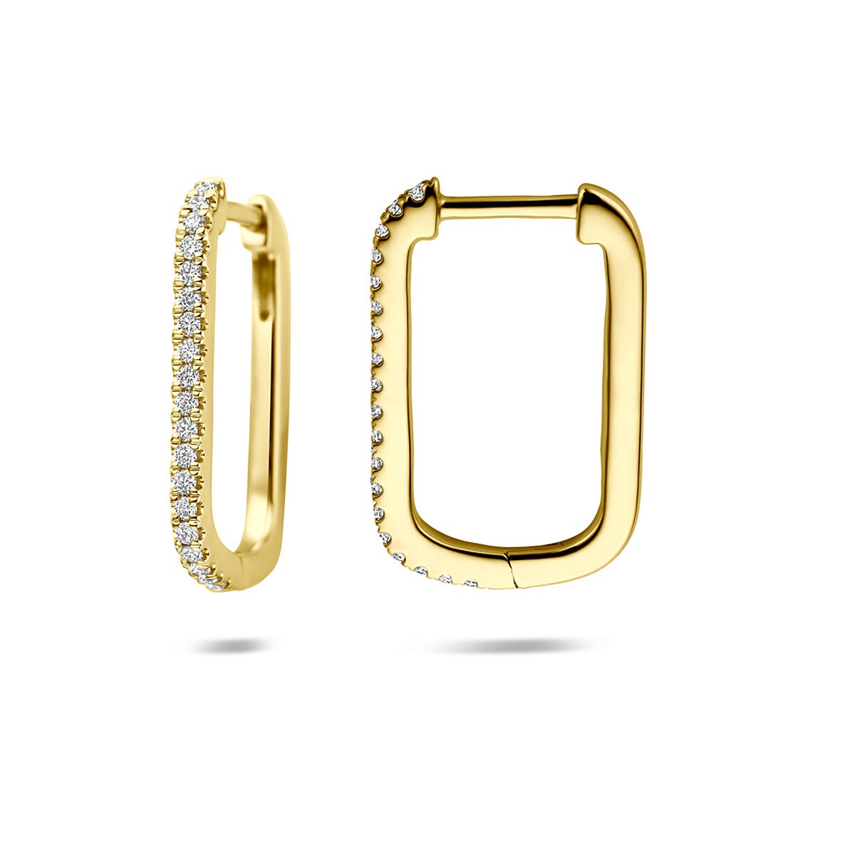 Créoles en or jaune 14k avec diamant cultivé en laboratoire